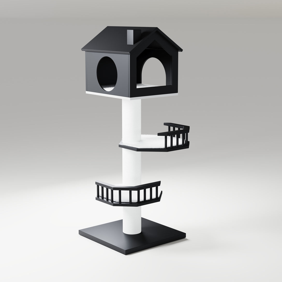 Black Nest Wooden Indoor Cat Tree