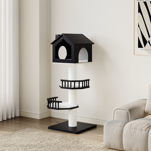 Catsvillas - Black Nest Cat Tree - Scratching Post with Cushions