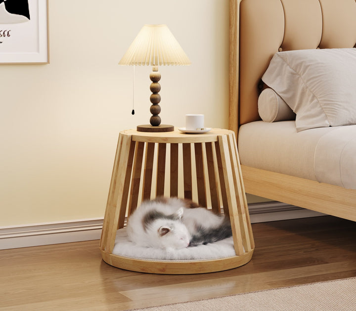 Catsvillas Omee Solid Wood Cat Bedside Cabinet with cushion