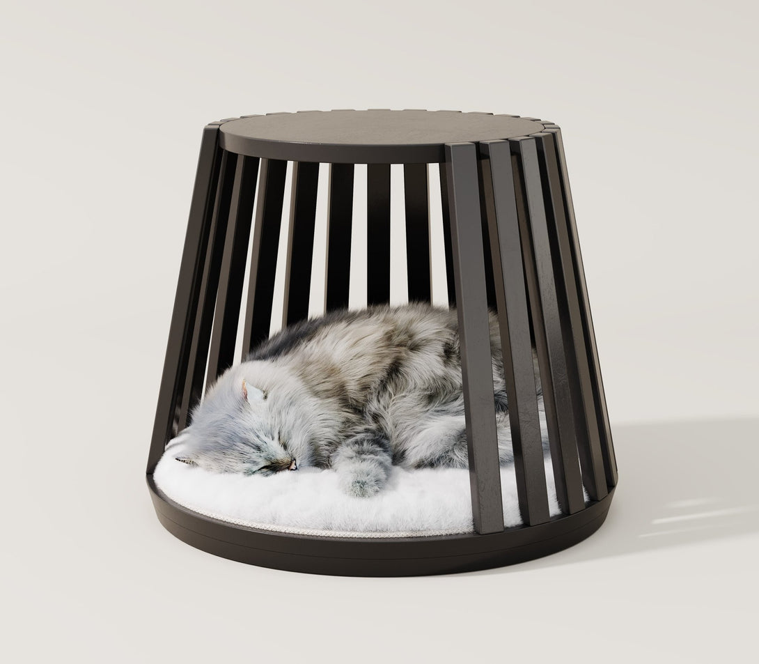 Catsvillas Omee Black Cat Bedside Cabinet with cushion